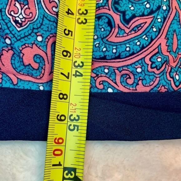 LOFT Sheath Dress Small Teal Pink Navy Sleeveless Lightweight Patterned Back Zip - Picture 14 of 14